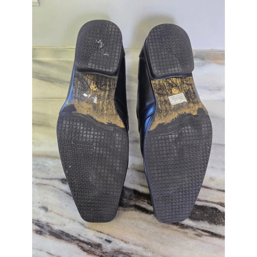 Amali Mens Black Textured Geometric Square Toe Slip‎ On Dress Loafers Shoes 7.5